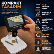 DM4 1000X Dijital Mikroskop | 4.3'' Ekran