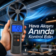 AZ 89191 Bluetoothlu Anemometre | 10 cm Pervane, Hava Hızı, Debi, CO₂, Nem ve Sıcaklık
