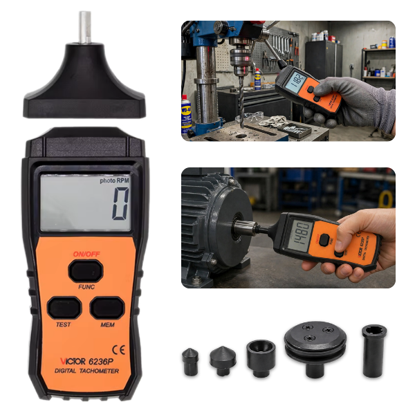 Victor 6236P Temaslı Temassız Devir Ölçüm Cihazı Takometre